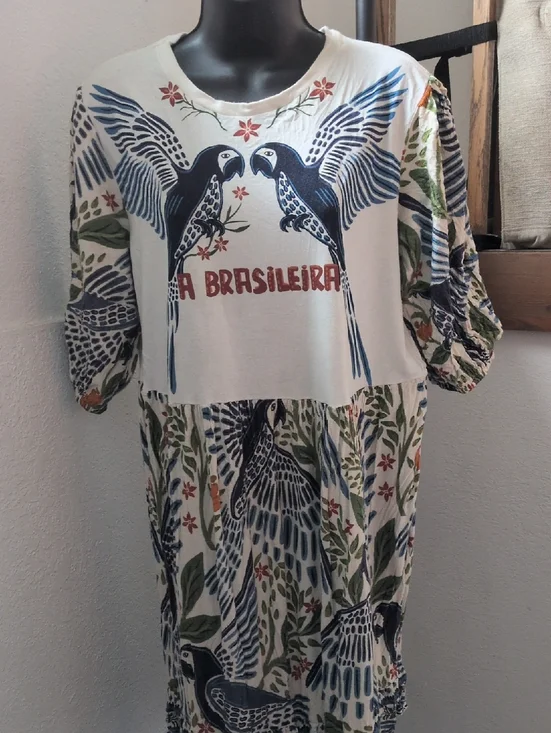 ✨ A Brasileira Blue Macaw Mini Dress From Brazil Size M - Picture 2 of 8